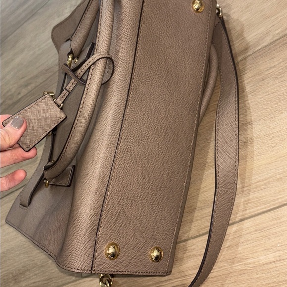 Michael Kors Taupe Saffiano Leather Convertible Tote Crossbody Bag - Picture 10 of 10